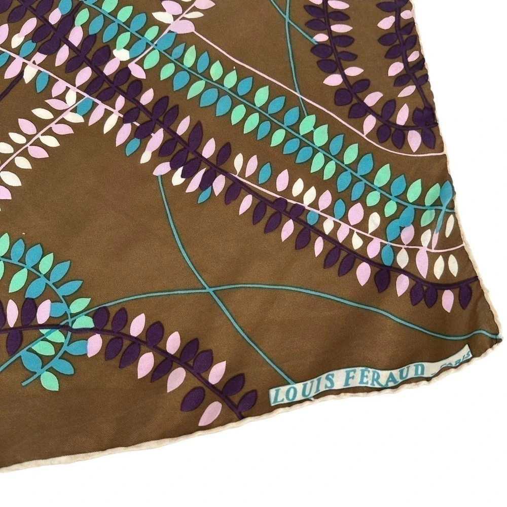 vintage louis feraud designer silk scarf neckerchief square hand rolled art 60s
